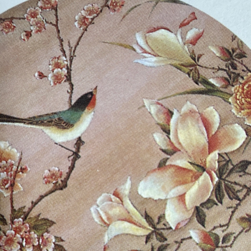 English Life 6pc Round Cork Coaster Set Oriental Birds & Flowers Vintage England - Picture 4 of 7